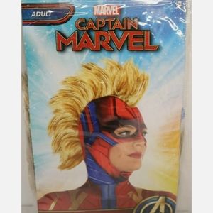 NWT Captain Marvel Hero Mask Female Mohawk Halloween Costume Avengers One Size